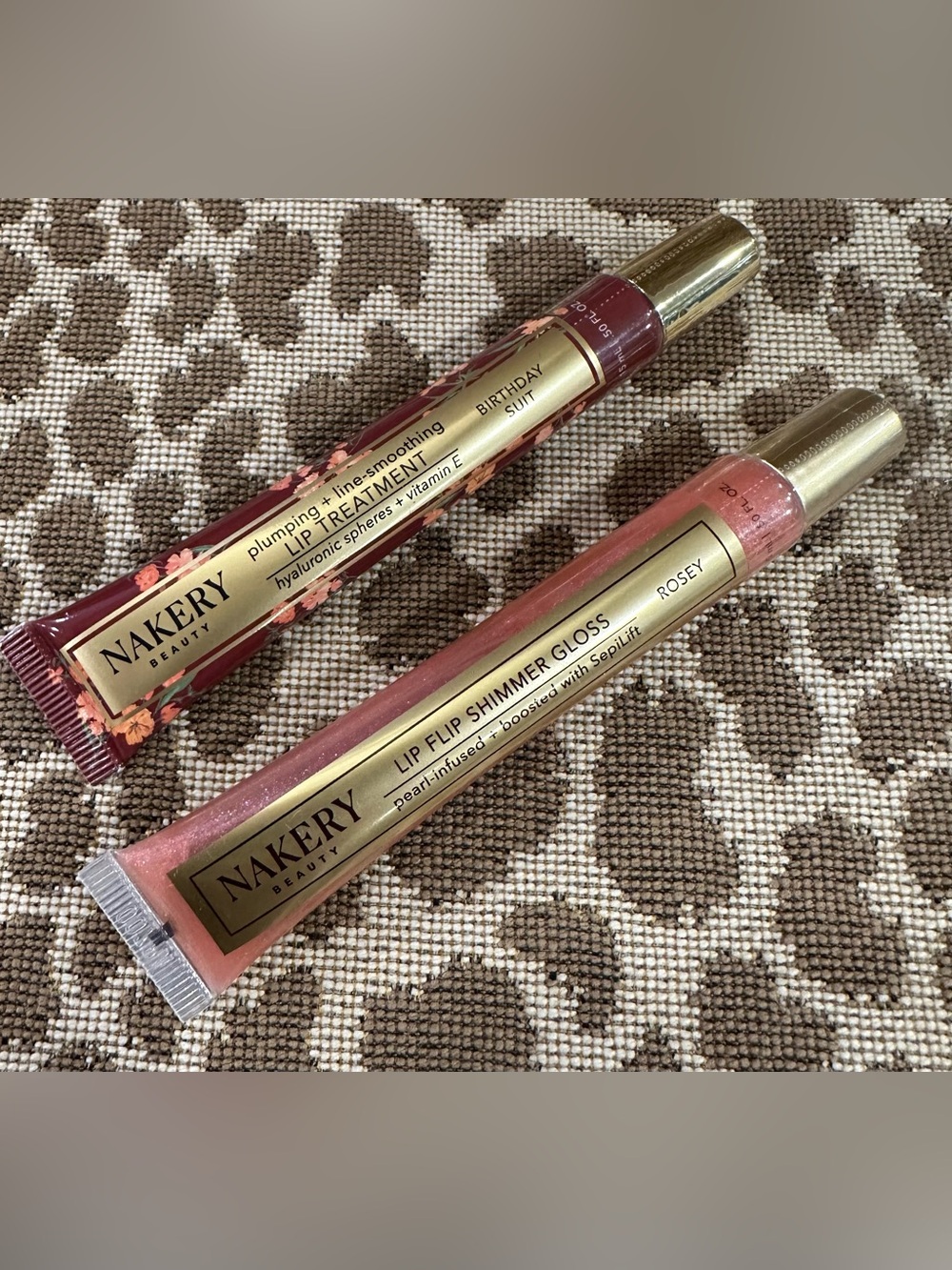 Nakery Lot Of 2~Lip Treatment In Birthday Suit & Shimmer Gloss In Rosey~Sealed!